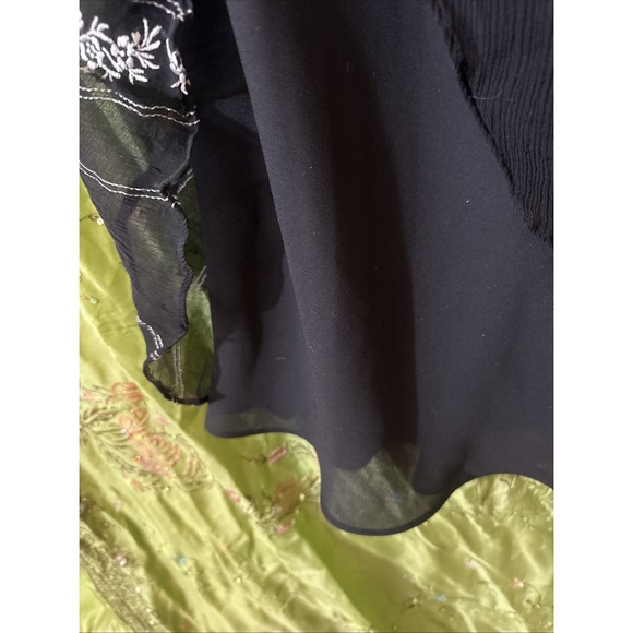 Vintage 90s ICE Silk Dress Black & White Midi Floral Print Lined Boho Size 14 - Picture 6 of 6